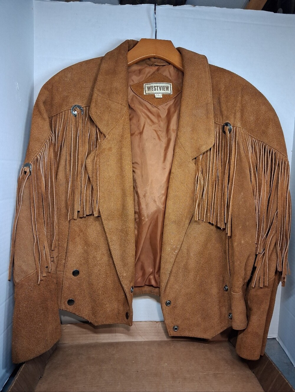 Vintage Fringe Suede Leather Jacket Outerwear by Westview Western Small 1980's